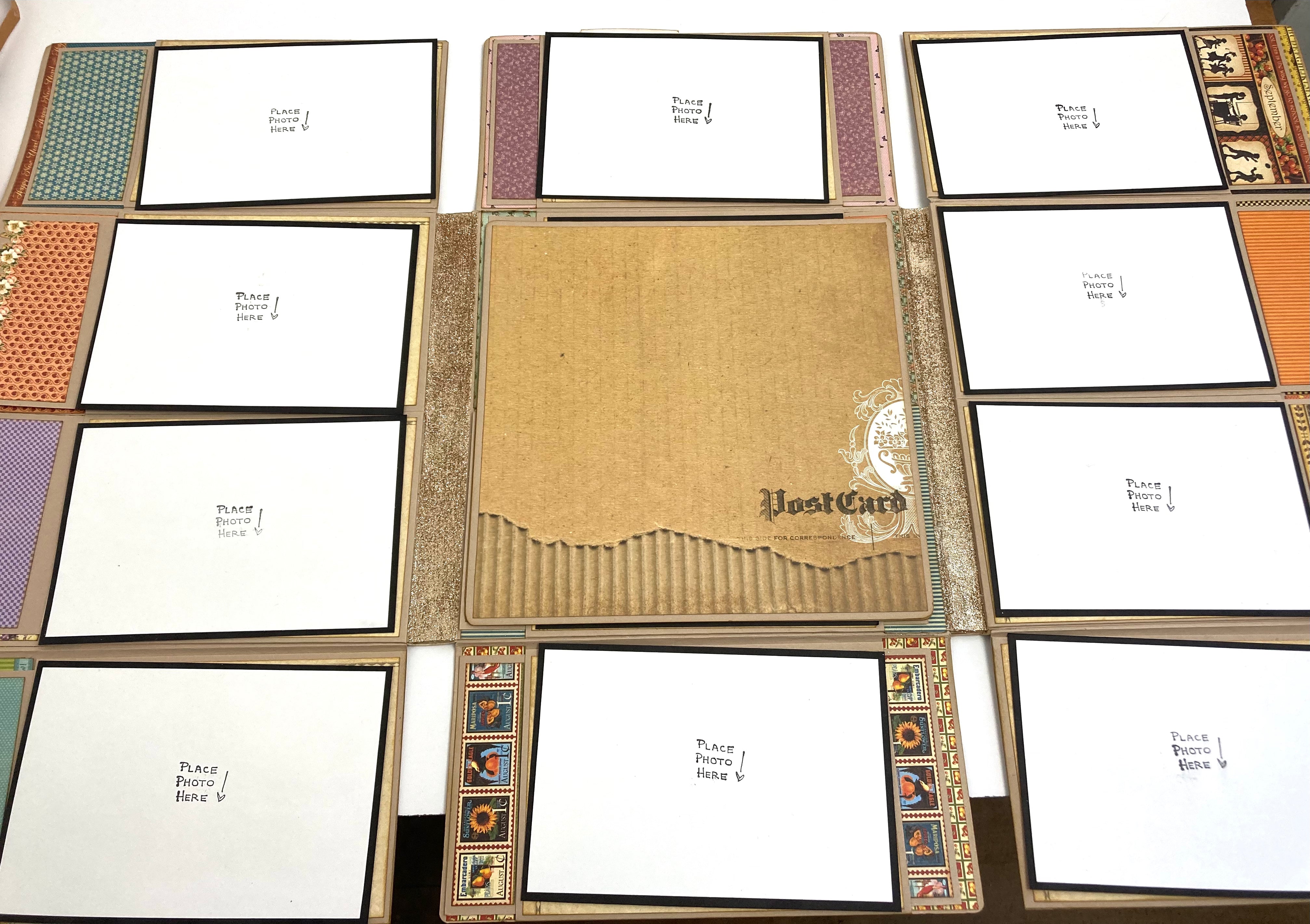 Scrapbook Mini Album for Photos and Planning, with 12-month calendar to document a year of your life