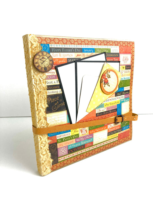 Scrapbook Mini Album for Photos and Planning, with 12-month calendar to document a year of your life