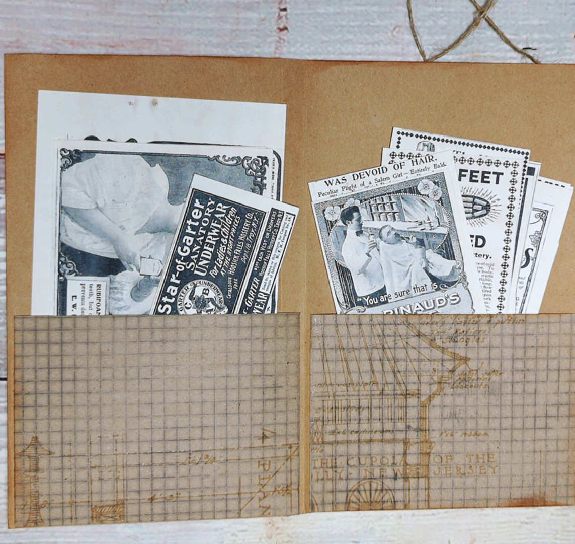 Junk Journal Folio + 50 Vintage Ad Reproductions | Ephemera Organizer | Happy Mail Folder | Vintage Style Paper Storage | for Happy Mail