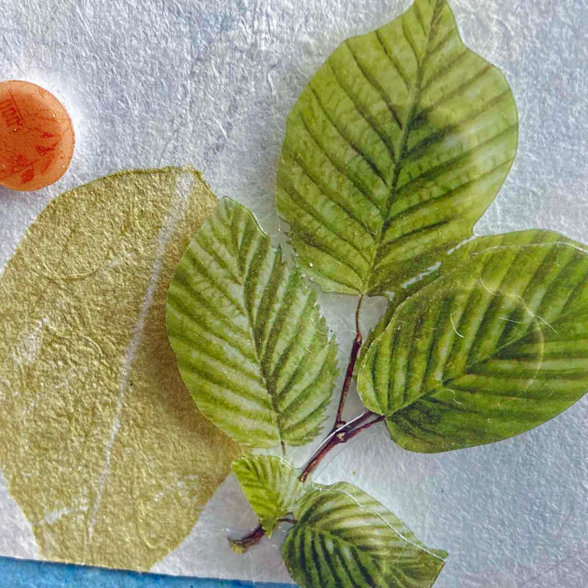 Botanical Art Journal with Handmade Paper Cover, Variety of Mixed Media Pages, Hand Sewn Binding with Stick Inserted
