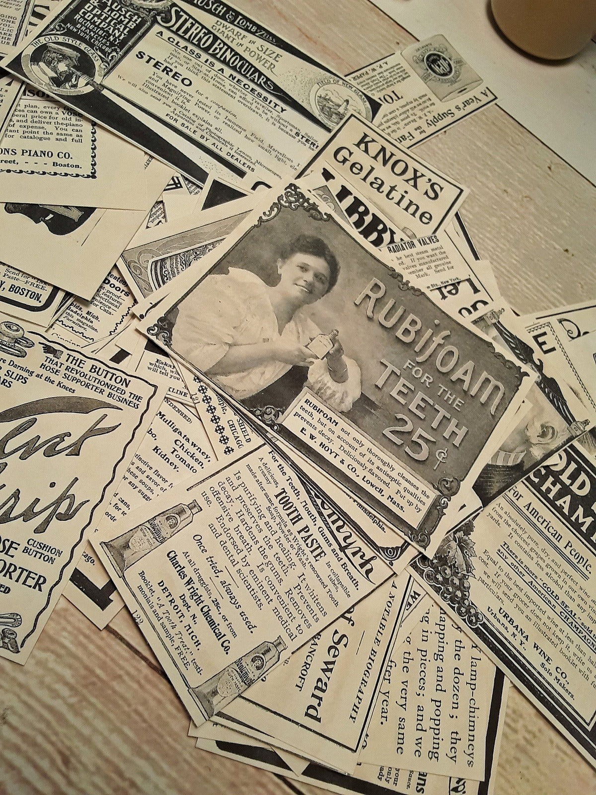 Vintage Advertising, Printed and Mailed To You, Junk Journal Ephemera, Collage Kit - 85+ images