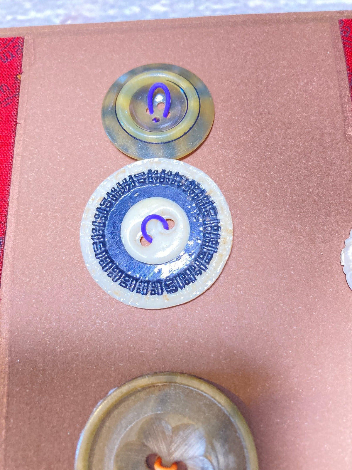 Vintage Button Collection, Mounted to Chipboard, Neutral Tones