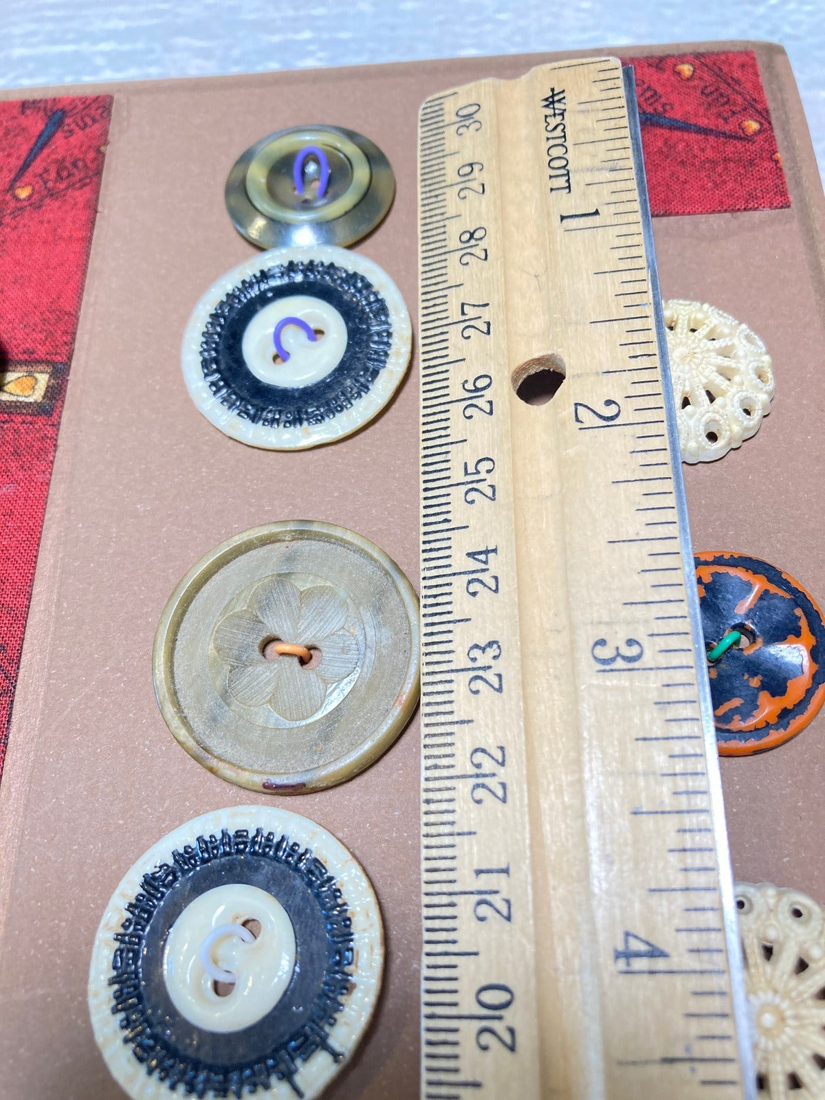 Vintage Button Collection, Mounted to Chipboard, Neutral Tones