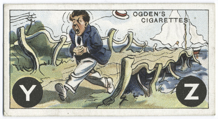 Funny Antique Cigarette Cards, Sports Theme, Alphabet, for Junk Journals and Collage