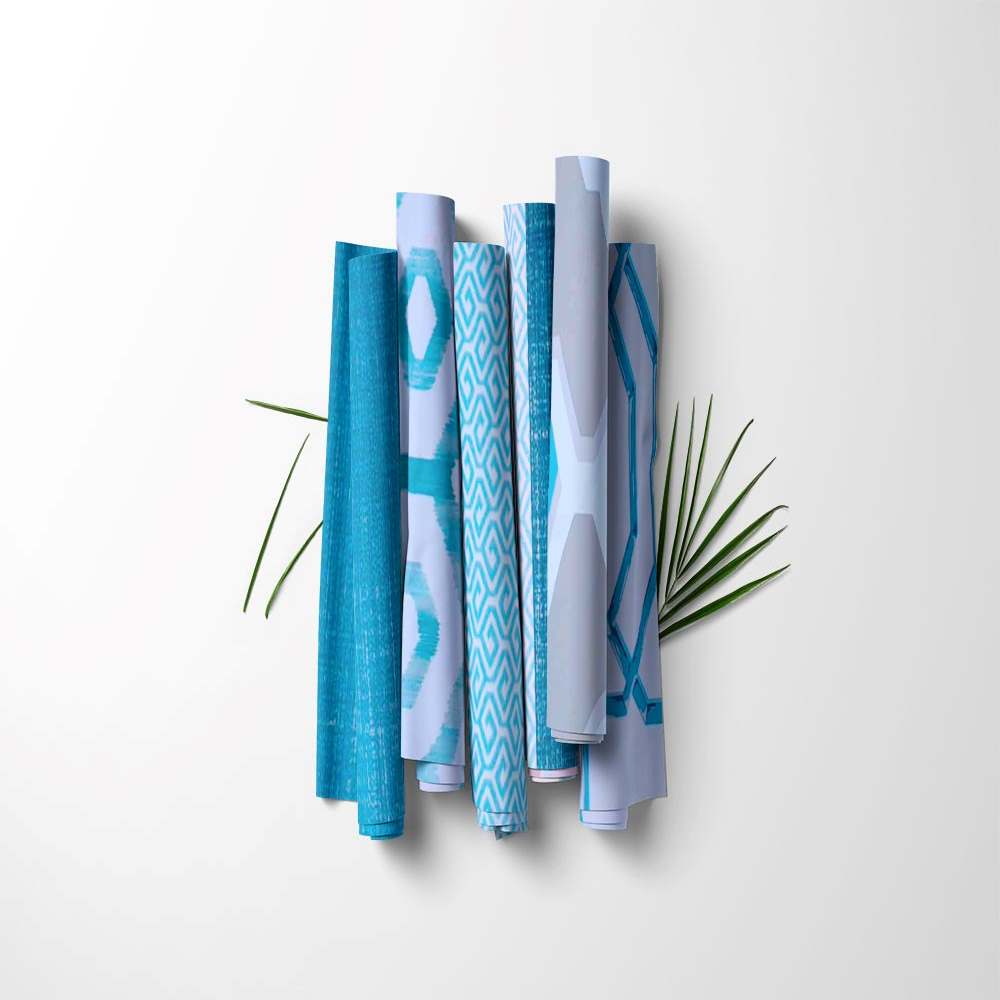 Light Blue Unpasted Wallpaper Sample Sheets for Crafting, Junk Journals, Mixed Media and Collage Art Projects