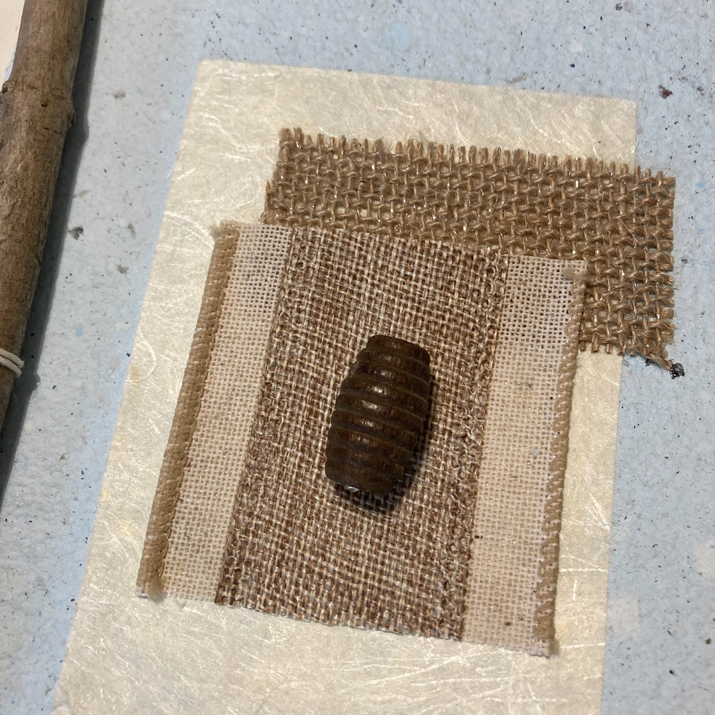 Art Journal with Handmade Paper Cover, Featuring Vintage-Style Button on Cover, Variety of Mixed Media Pages, Hand Sewn Binding with Stick