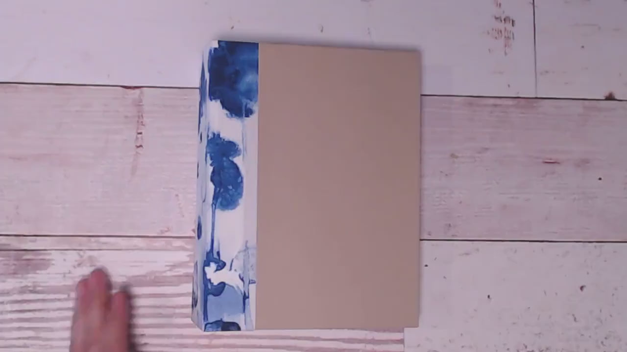 Blank Mini Album, Handmade, Blue Watercolor Fabric Spine, DIY Scrapbook - You Decorate it, SHIPS FAST!