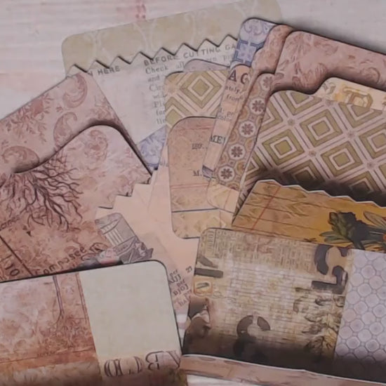 Mini File Folders, Tim Holtz Wallflower paper, Junk Journal Ephemera, Die Cuts - Set of 16