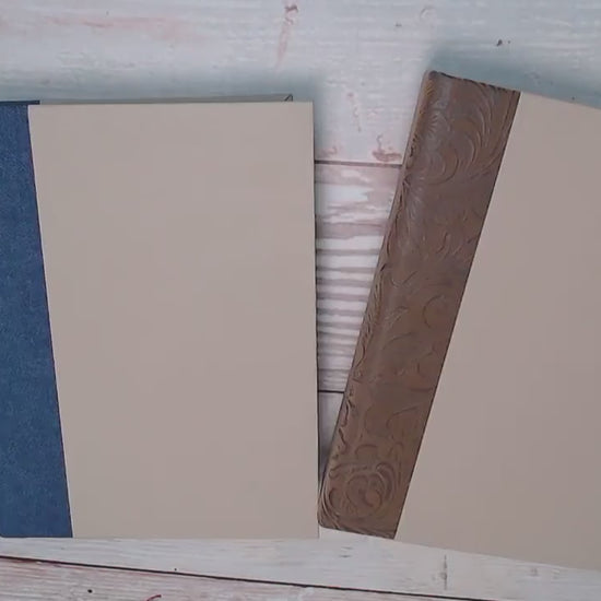 Blank Handmade Mini Album, DIY Scrapbook, Photo Album, Craft Kit, Choice of Faux Leather or Denim Spine - You Decorate it