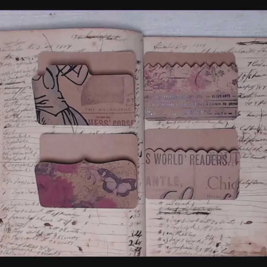 Kraft Mini File Folders, Junk Journal Ephemera, Vintage Style, makes great Pockets and Tuck Spots - set of 12 Die Cuts