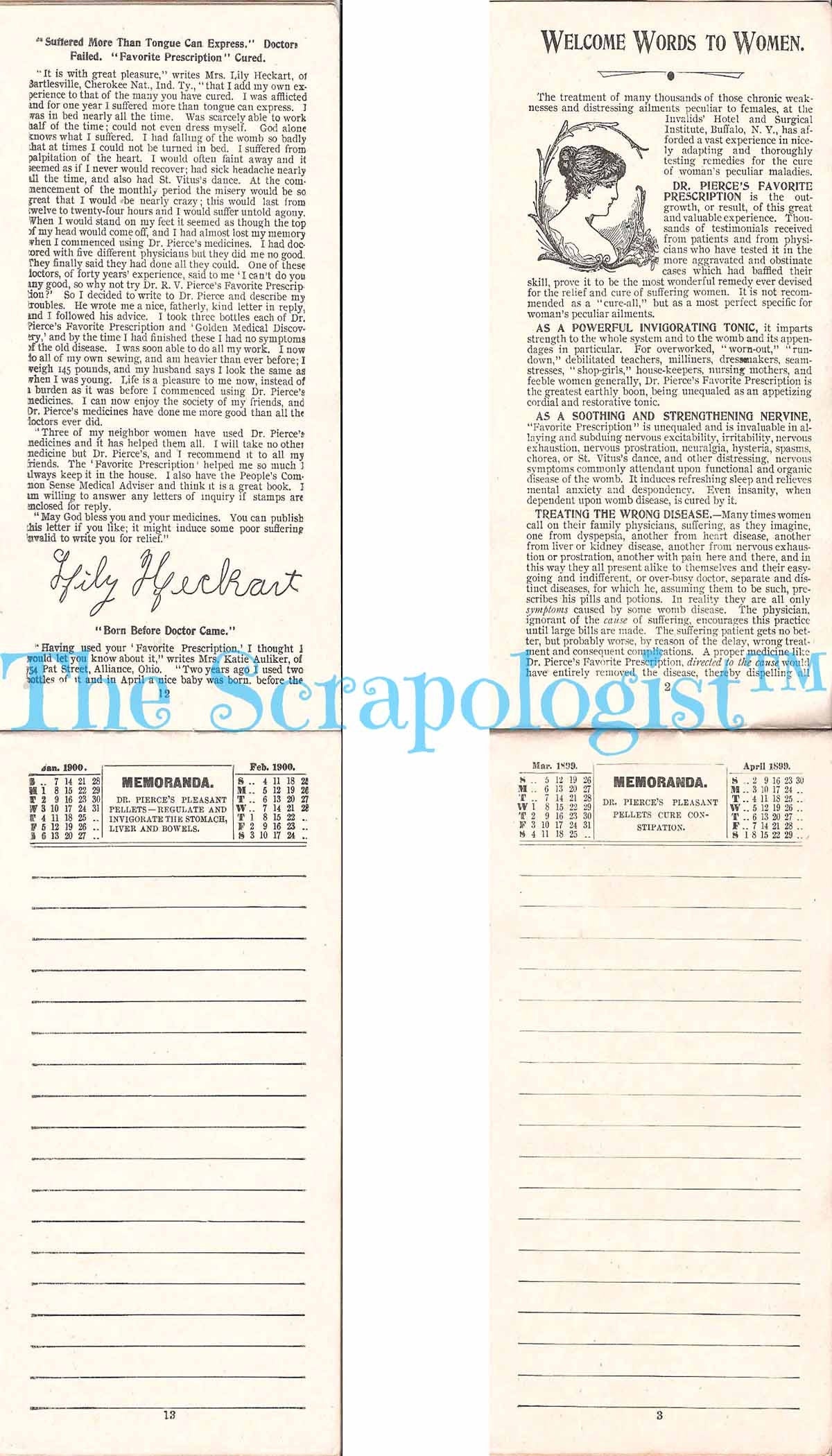 Vintage Calendar, Ladies' Notebook from 1899-1900, Junk Journal Kit | Digital Download