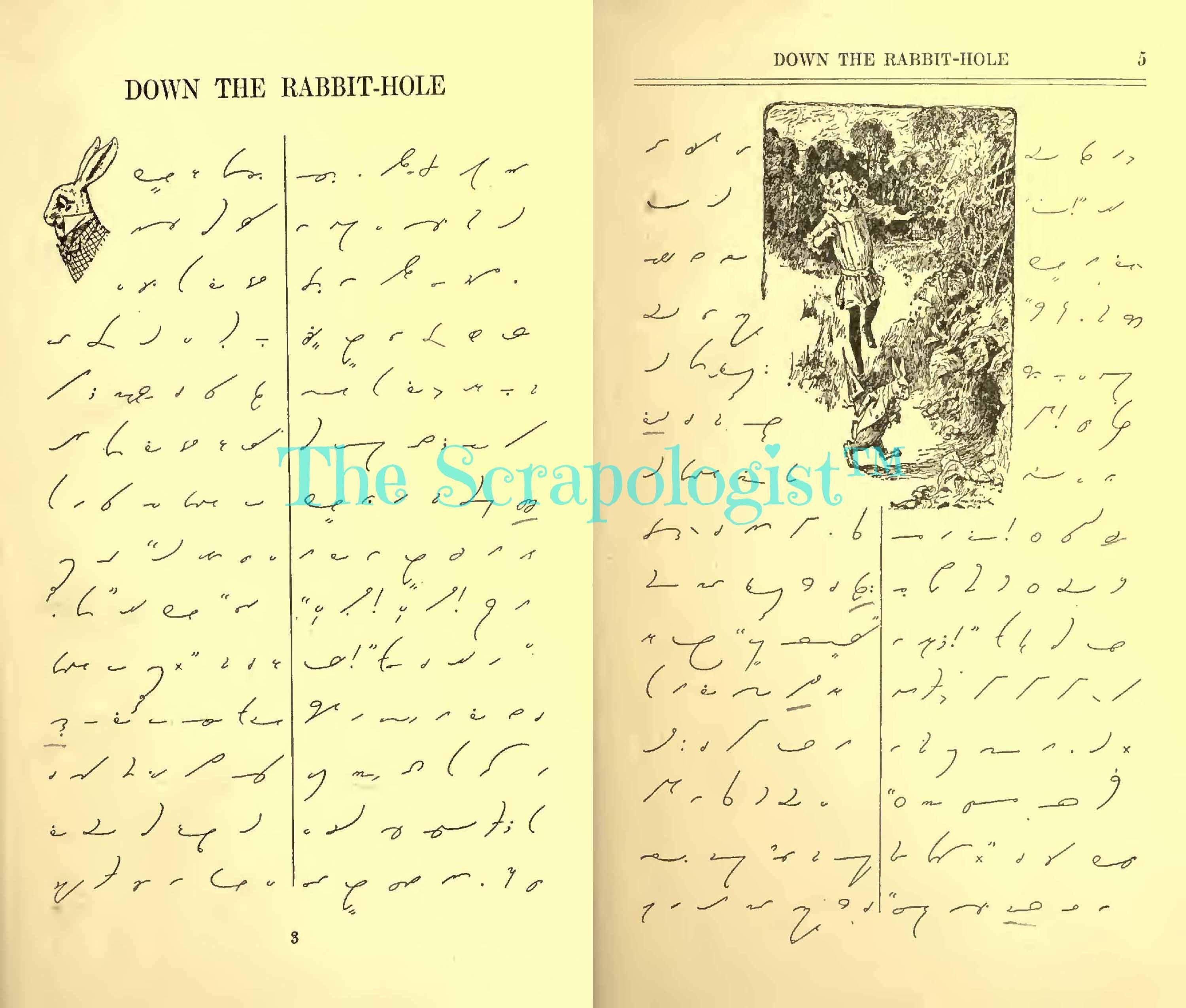 Alice’s Adventures in Shorthand, Alice in Wonderland, Printable Junk Journal Kit, Page Inserts  | Digital Download