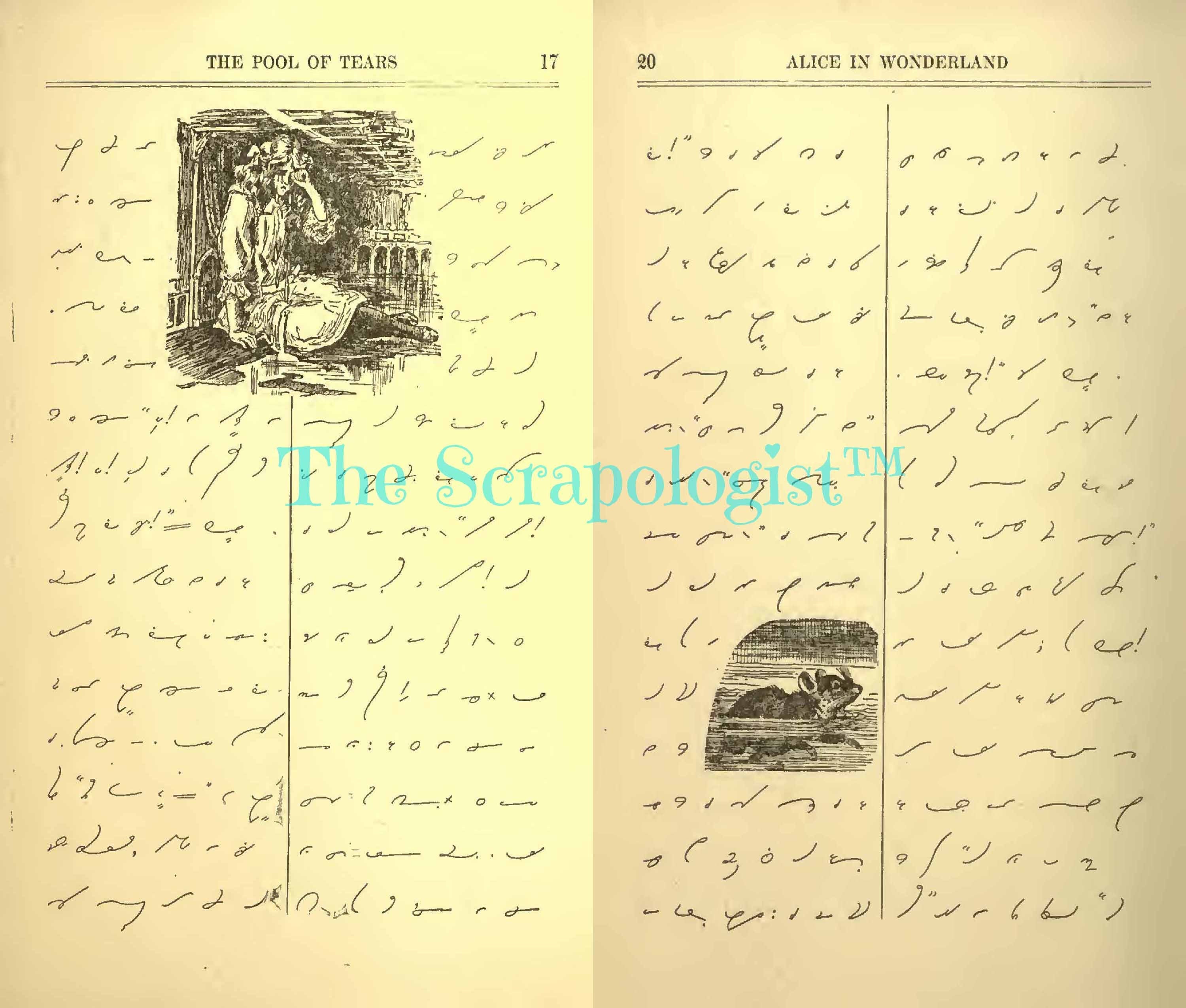 Alice’s Adventures in Shorthand, Alice in Wonderland, Printable Junk Journal Kit, Page Inserts  | Digital Download