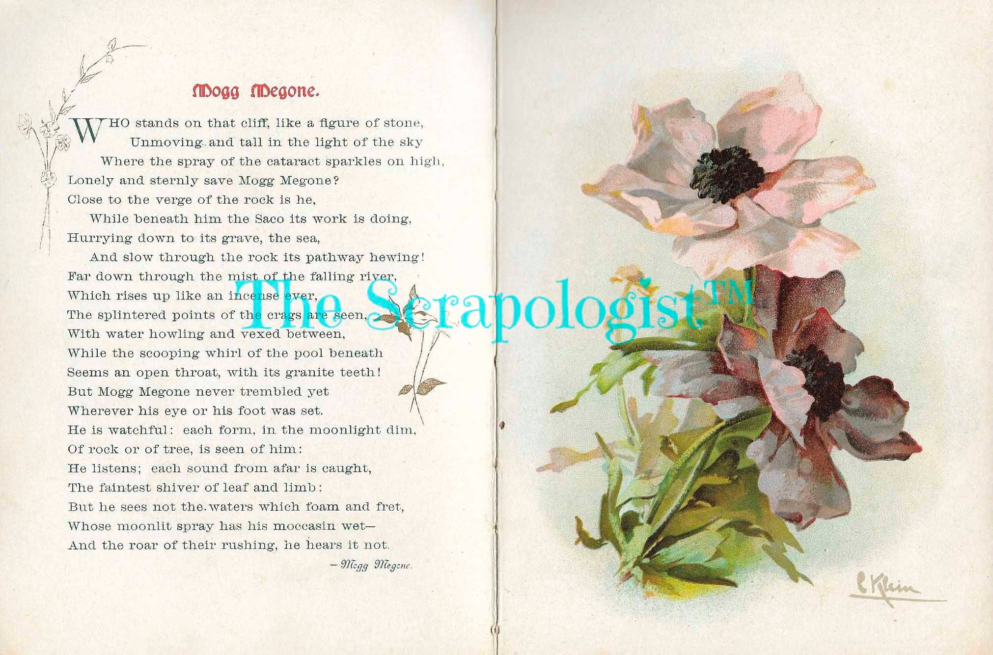 Poetry and Flowers Junk Journal Kit, Poems by John Greenleaf Whittier, DIY Booklet, Collage Papers | Digital Download