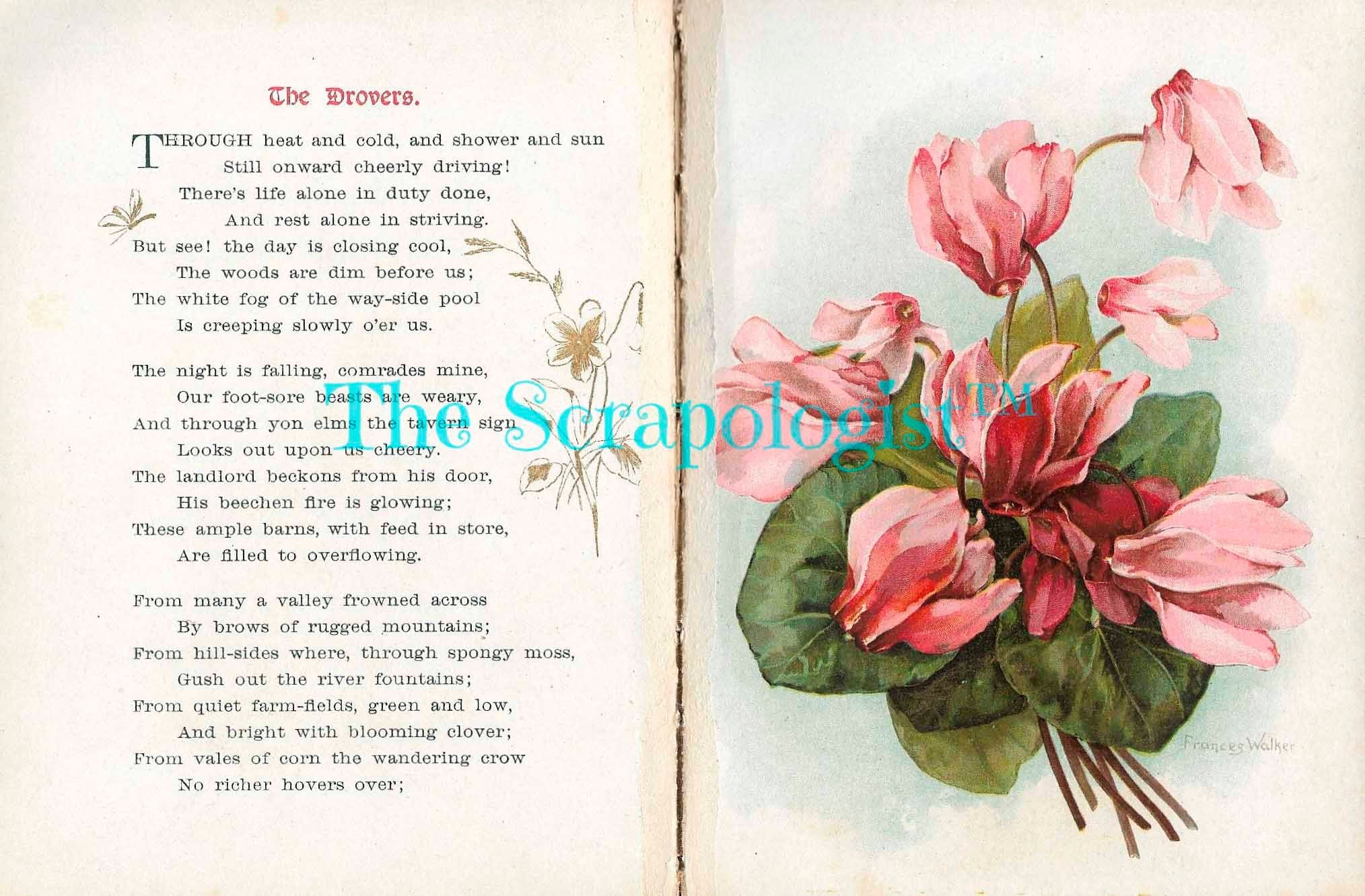 Poetry and Flowers Junk Journal Kit, Poems by John Greenleaf Whittier, DIY Booklet, Collage Papers | Digital Download