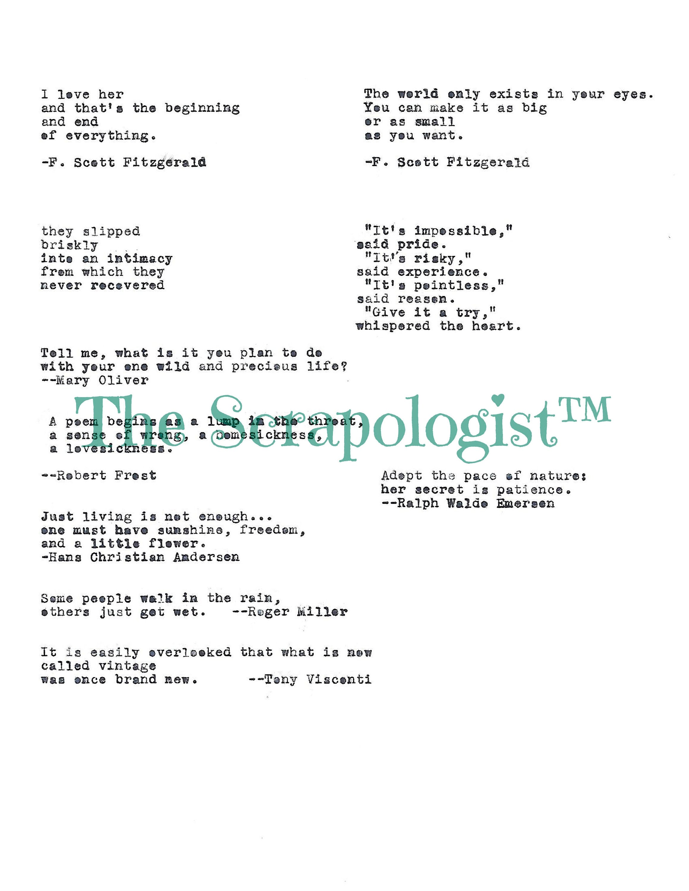 Inspirational Quotes, Typed with Vintage Typewriter from the 1930s, Public Domain Phrases, Junk Journal Kit, Digital Download