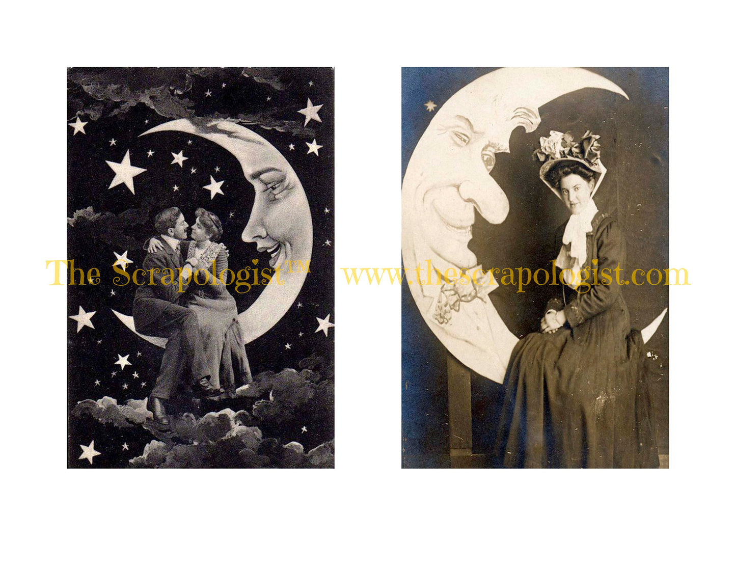 Vintage Moon Photos, Junk Journal Page Inserts, Printable Ephemera Pack | Digital Download