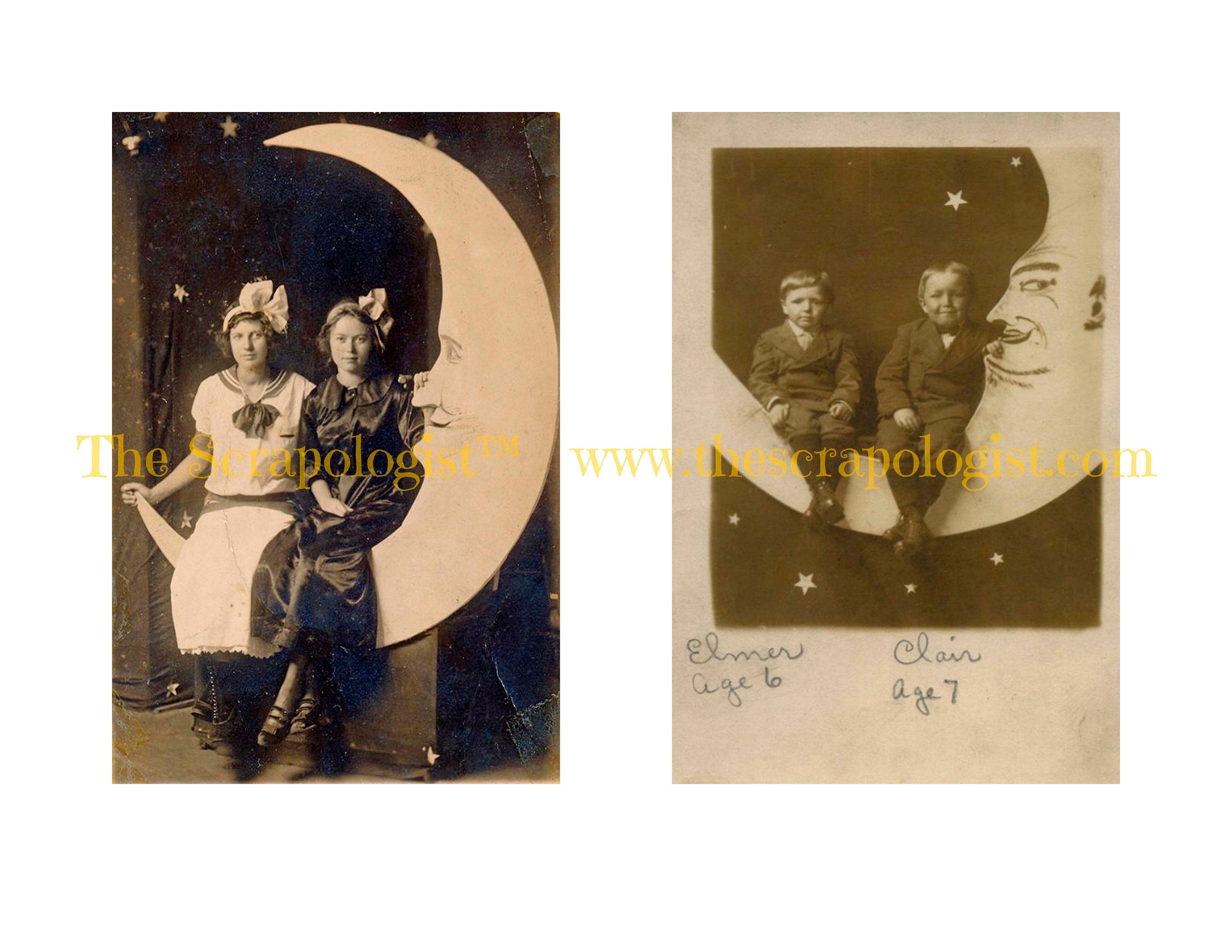 Vintage Moon Photos, Junk Journal Page Inserts, Printable Ephemera Pack | Digital Download