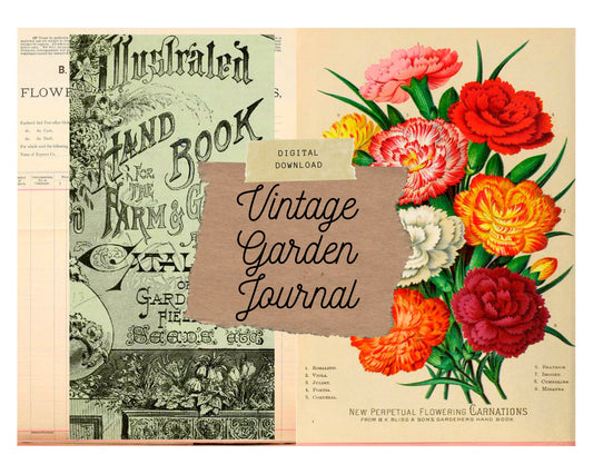 DIY Planner for your Garden, Botanical Junk Journal Kit, Collage Papers  | Digital Download