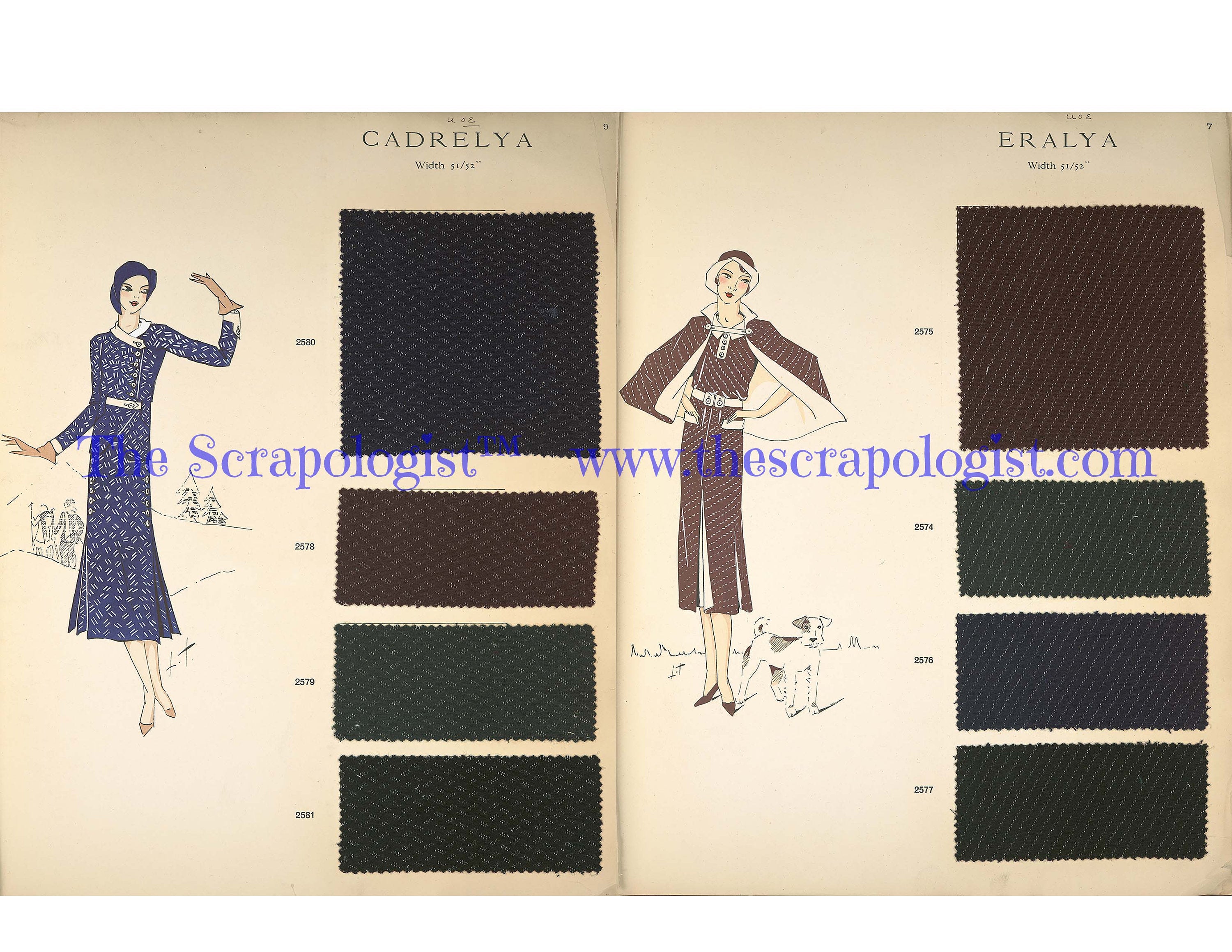 Vintage French Fashions, Textile Fabric Swatches, Printable Junk Journal Ephemera Kit | Digital Download
