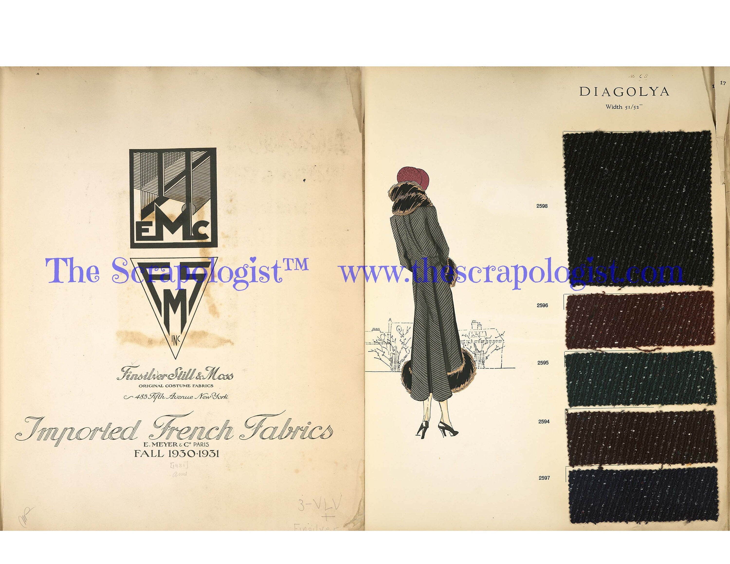 Vintage French Fashions, Textile Fabric Swatches, Printable Junk Journal Ephemera Kit | Digital Download