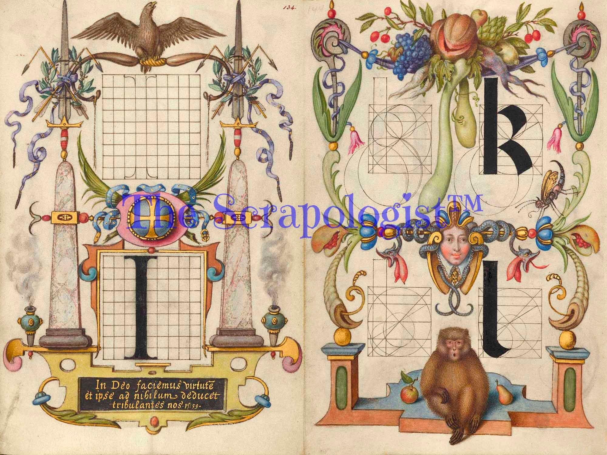 Calligraphy Worksheet, Hand Lettering Practice Guide, Vintage, Junk Journal Page | Digital Download