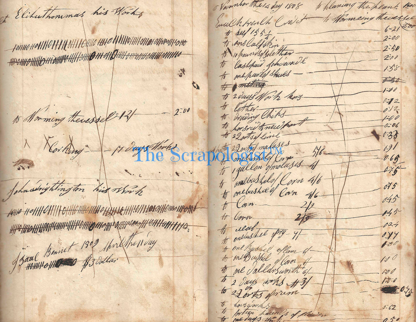 Antique Farmer's Accounting Ledger, Junk Journal Page Inserts, from 1808, Printable Ephemera Pack | Digital Download