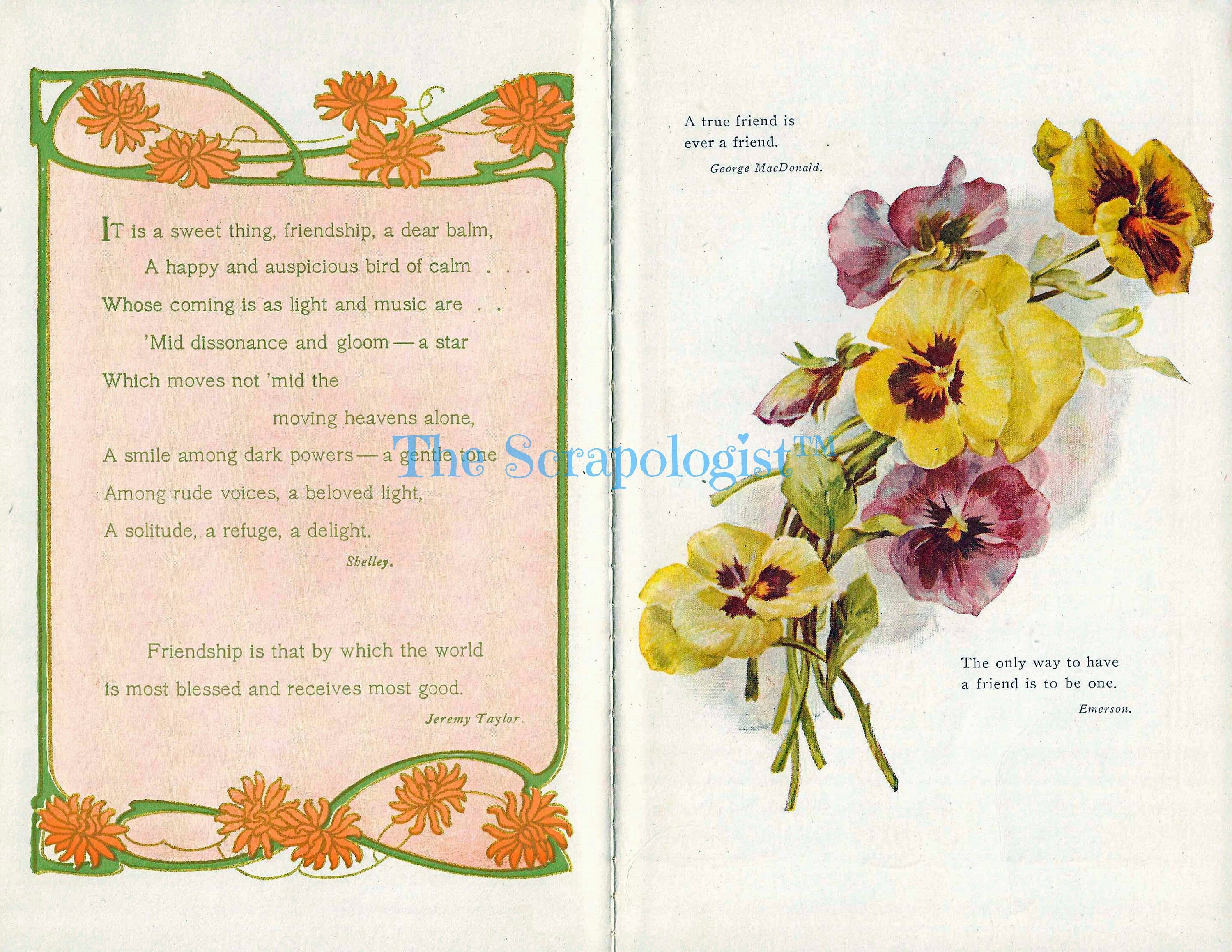 Friendship Memory Book, DIY Junk Journal or Scrapbook Album Kit, Vintage Ephemera, Page Inserts, Collage Papers | Digital Download