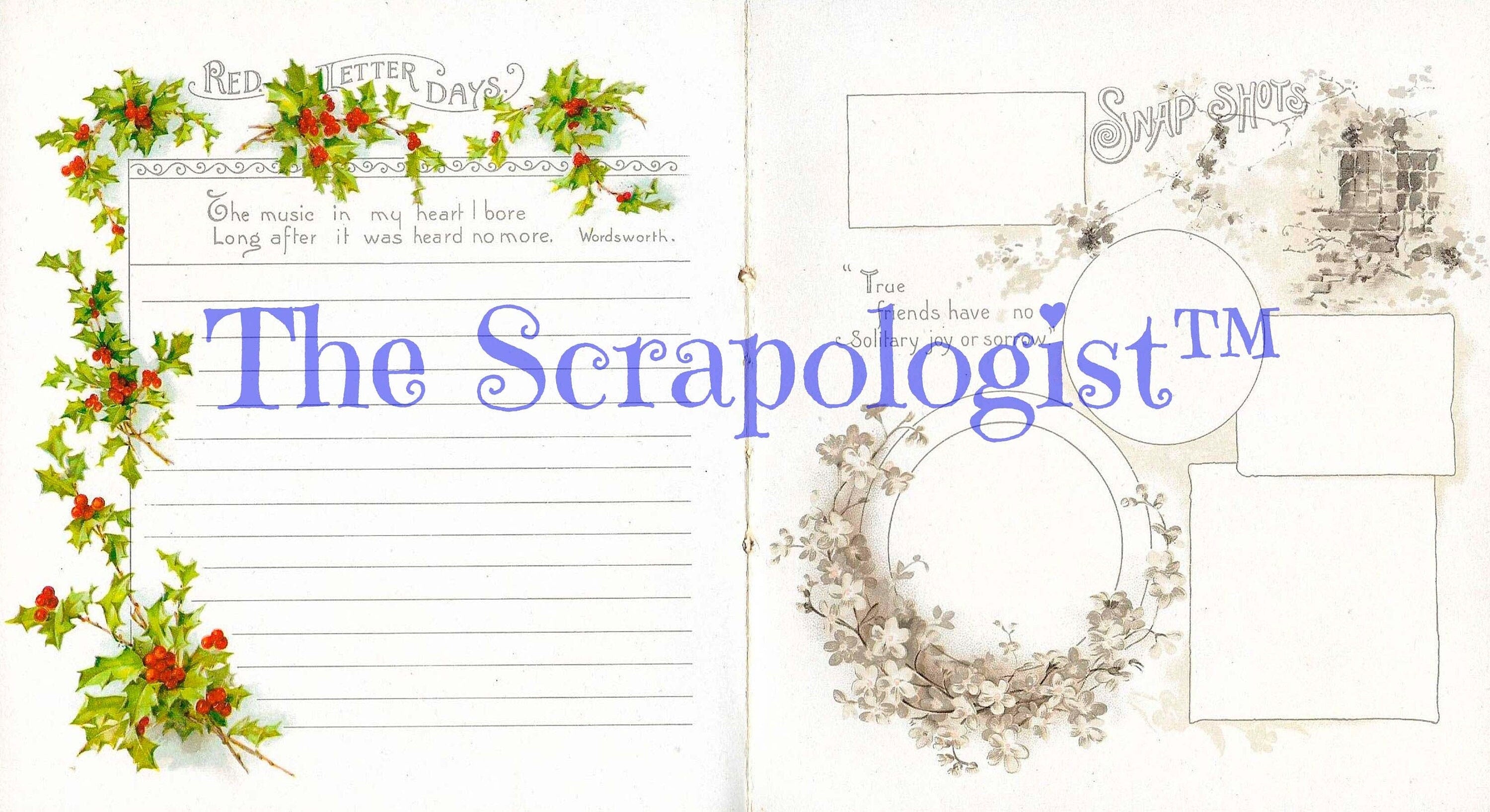 Friendship Memory Book, DIY Junk Journal or Mini Album Kit, Vintage Ephemera, Page Inserts, Collage Papers | Digital Download