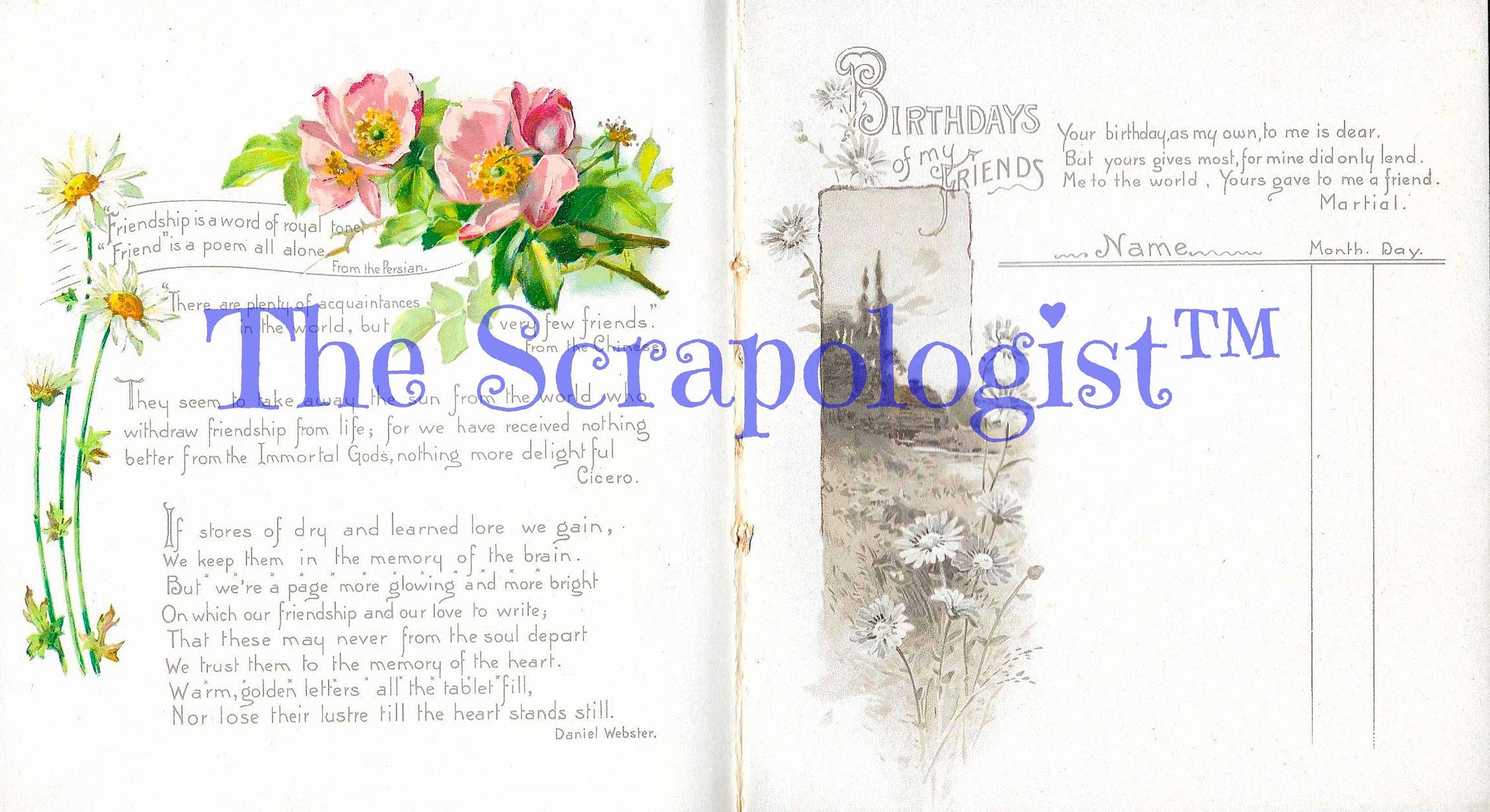 Friendship Memory Book, DIY Junk Journal or Mini Album Kit, Vintage Ephemera, Page Inserts, Collage Papers | Digital Download