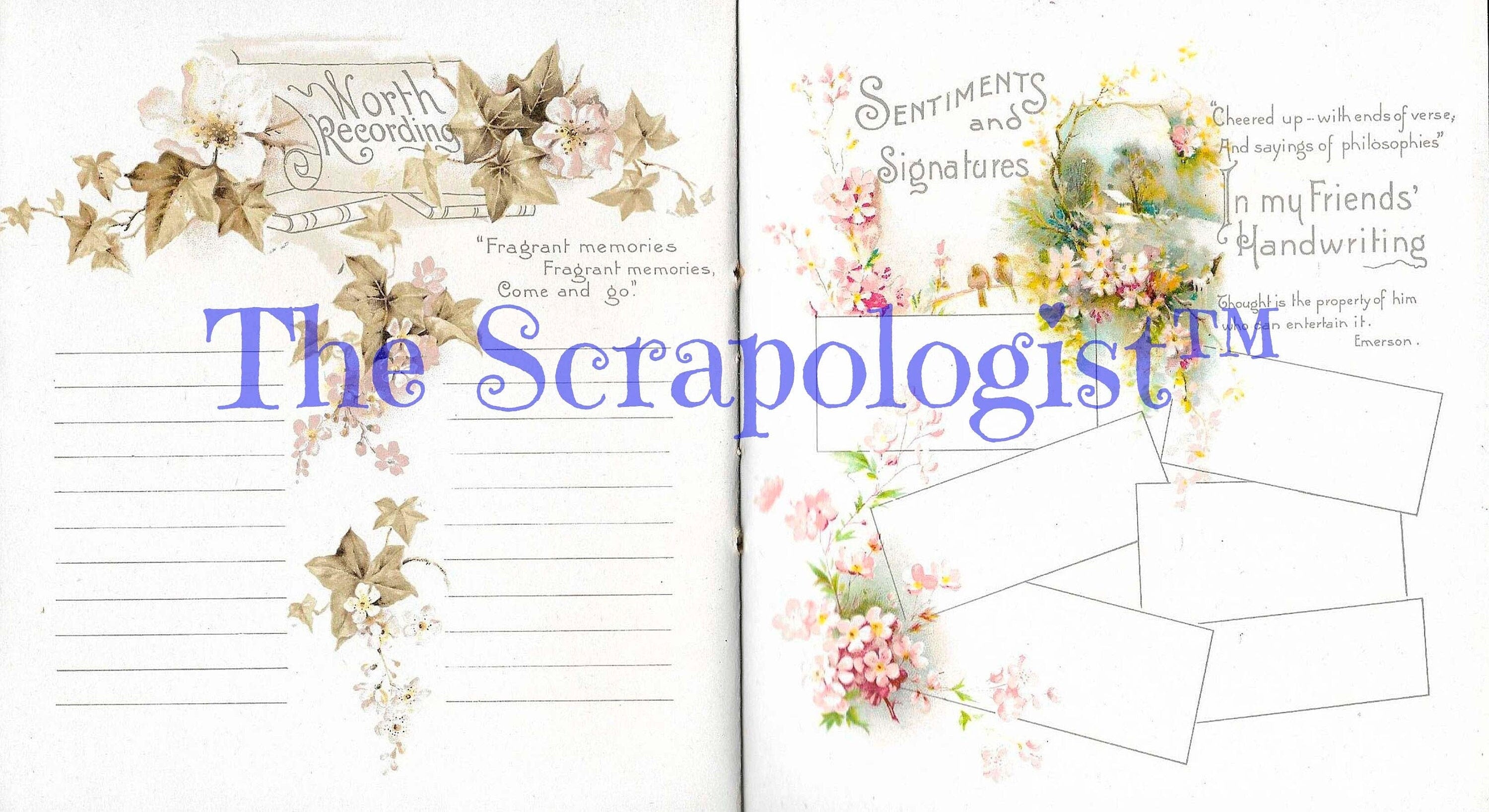 Friendship Memory Book, DIY Junk Journal or Mini Album Kit, Vintage Ephemera, Page Inserts, Collage Papers | Digital Download