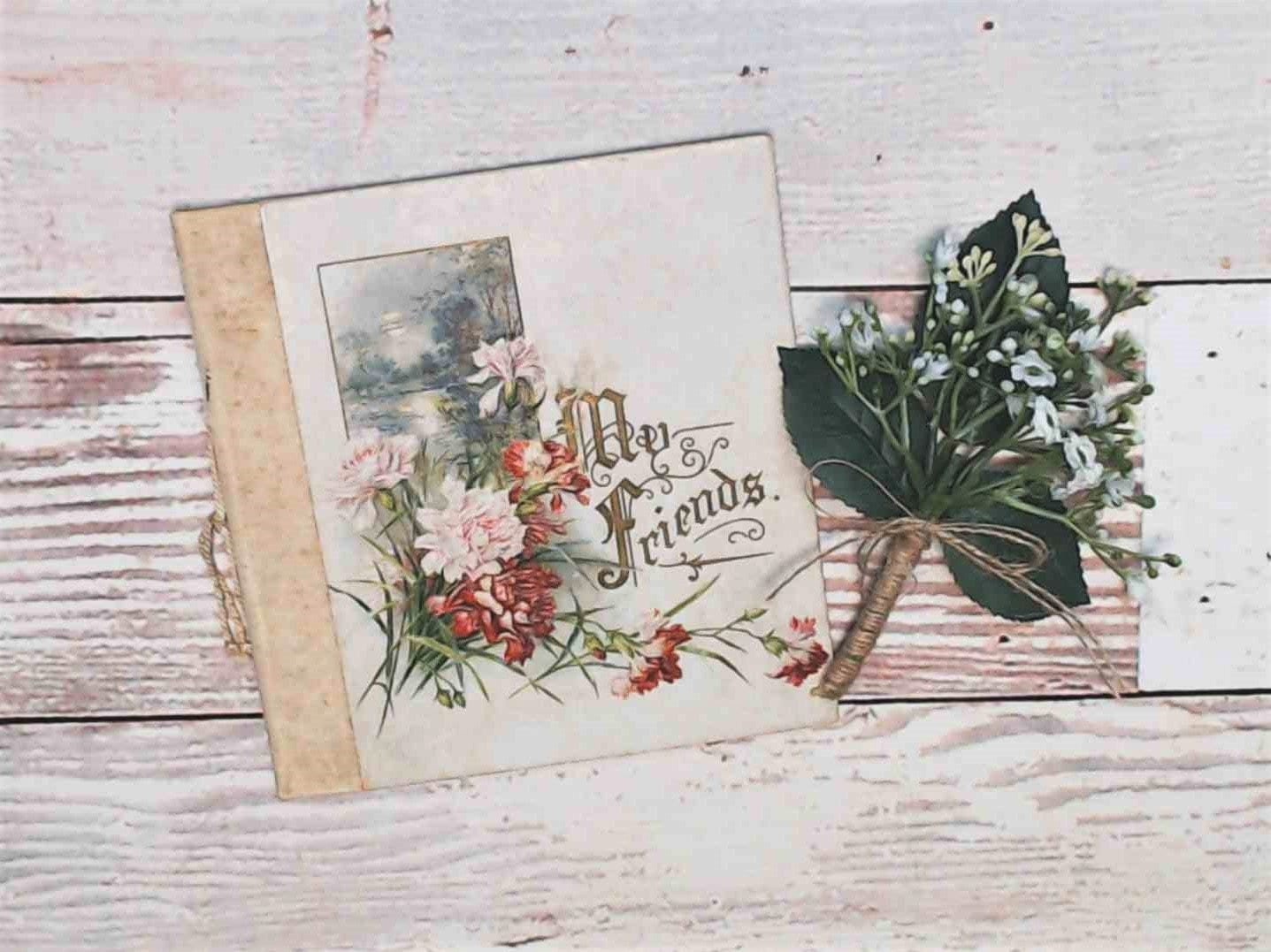 Friendship Memory Book, DIY Junk Journal or Mini Album Kit, Vintage Ephemera, Page Inserts, Collage Papers | Digital Download