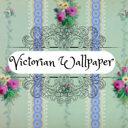 Victorian Floral Wallpaper - Arsenic Green, Scheele's Green, for Junk Journals, Scrapbooks, Mixed Media and Collage | Digital Download